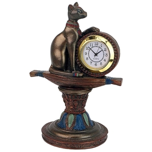エジプト神話置き時計　雌猫神バステト　インテリア装飾置物美術
