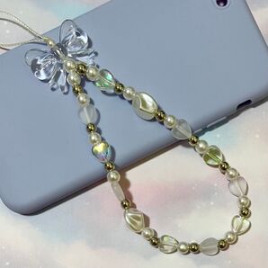 string ting 風 韓国 ビーズストラップ リボン