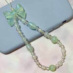string ting 風 韓国 ビーズストラップ リボン