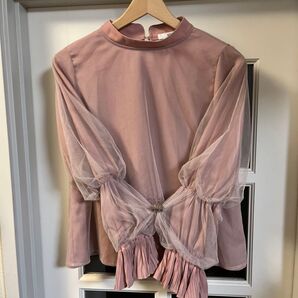 美品 フリーサイズ シアーブラウス ボリューム袖