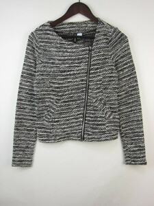 エイチアンドエム H&M ジャケット ノーカラー ジップアップ S 黒系 D377