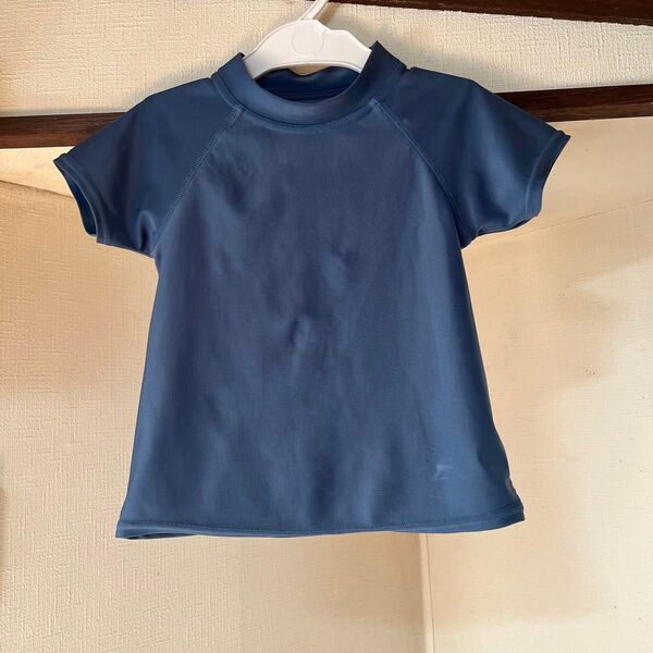 110cm ラッシュガード 半袖 半袖ハイネックシャツ ネイビー Tシャツ