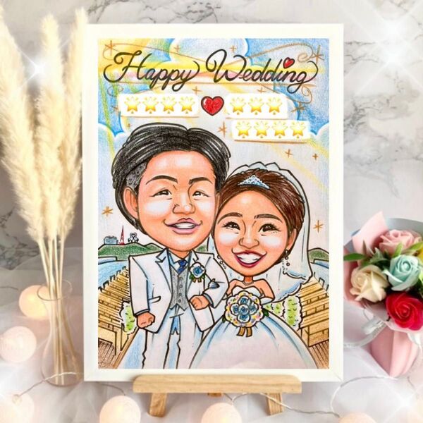 ウェルカムボード ウェルカムスペース 似顔絵 フレーム セット 結婚祝い 結婚式 ウェディング プレゼント イラスト
