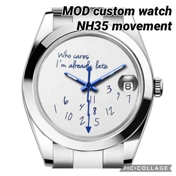 NH35 MOD 自動巻 腕時計 ステンレス ノーロゴ 裏スケルトン
