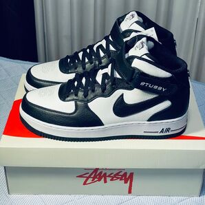 Stussy × Nike Air Force1 Mid "Black and Light Bone" US10 28㌢
