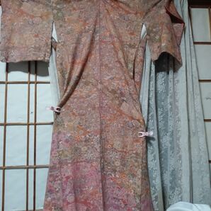着物 小紋 作家刻印入り 正絹 全刺繍柄