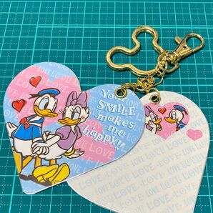 【現品限り】ドナルドダック ジャラジャラキーホルダー マウス型ゴールドリングキーホルダー ハート型 lovely☆