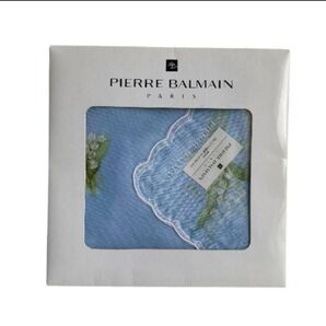 ハンカチ レディース おしゃれ 水色 花 綿100% PIERREBALMAIN ハンカチーフ 上品