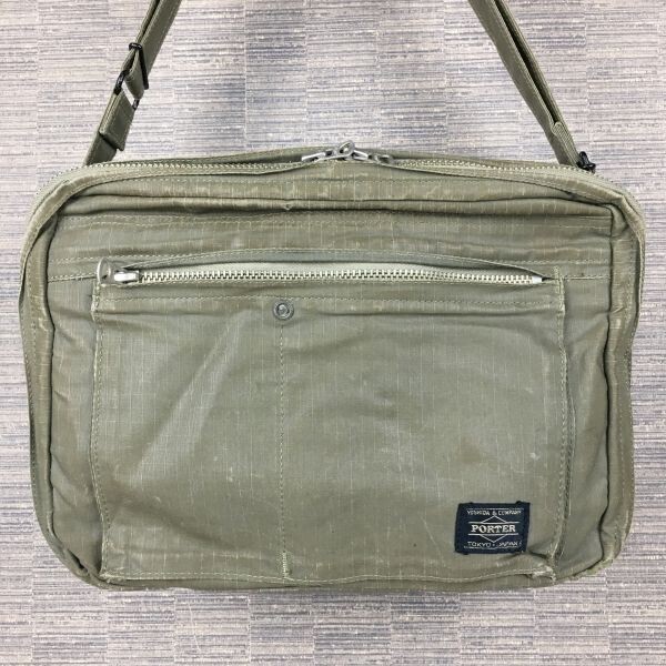 PORTER/ポーター ショルダーバッグ オリーブ/緑 収納ポケット多数 吉田カバン 管NO.YB26-10
