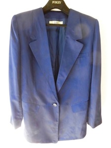 ●DEUX / クリムトコレクション/濃紺/羽地紋サテン/長袖ジャケット /L 大きめサイズ