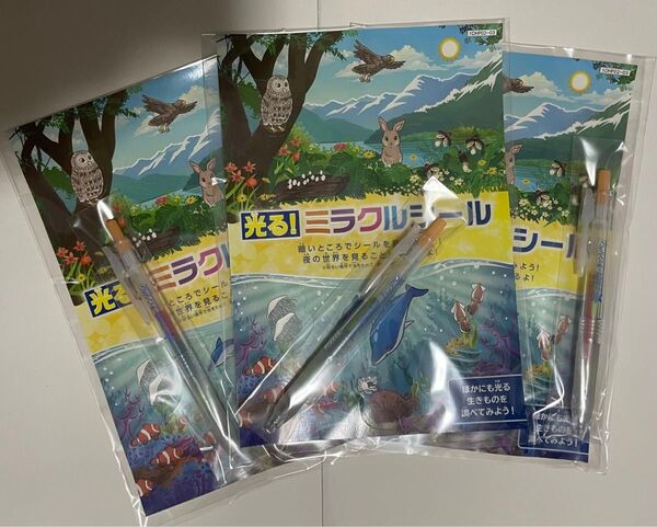 進研ゼミ わくわくチェンジ文具 光る!ミラクルシール マーブルカラーチェンジペン 3セットまとめ
