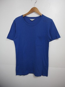 定番11SS UNUSEDアンユーズド Standerd Pocket T-shirtクルーネック ポケット Tシャツ 半袖カットソー US0458 ブルー青1001I