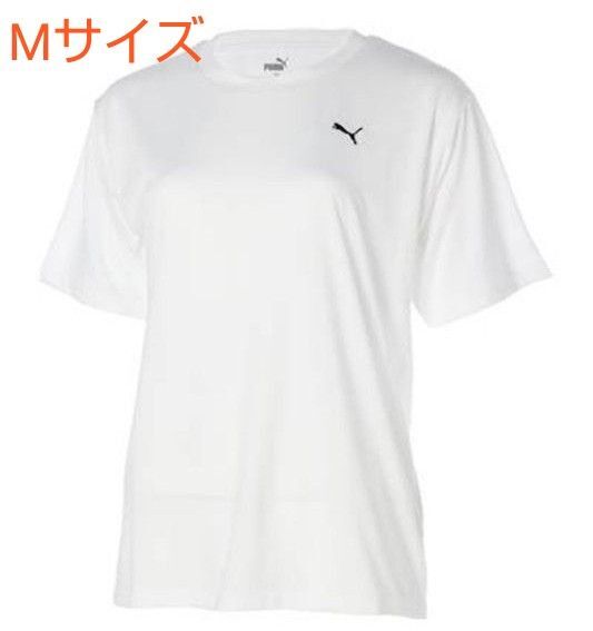 新品未使用品PUMAロゴ刺繍入り白半袖TシャツMサイズプーマトレーニングウェアランニングウェアヨガウェア吸水速乾ドライな着心地