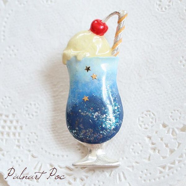 パルナートポック 送料無料 クリームソーダ の 夜ブローチ ブローチ ピンブローチ パタミン アクセサリー 小物 雑貨