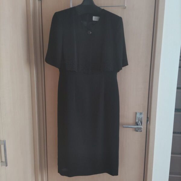 ポレロ付きワンピース 喪服 礼服 ブラックフォーマル フオーマルワンピース