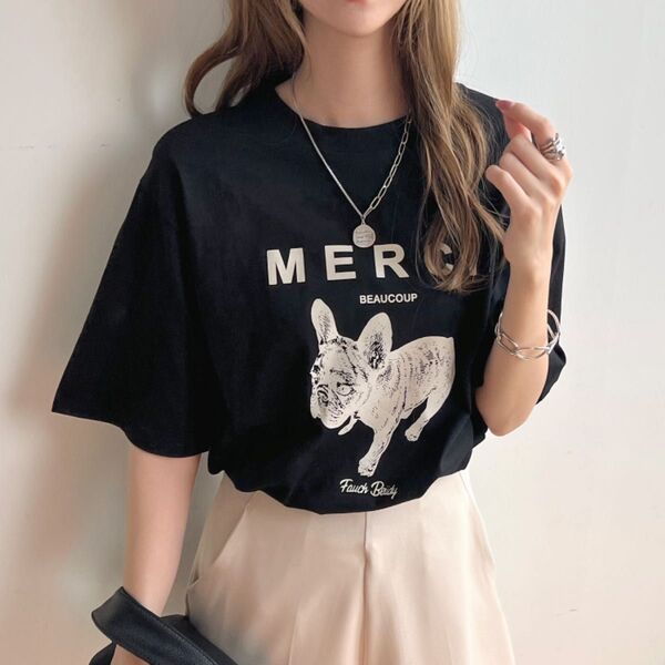 新品タグ付 フレンチブルドッグ Tシャツ ブラック