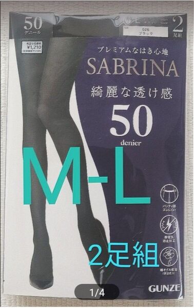 【 未使用 未開封 】 GUNZE グンゼ SABRINA サブリナ 綺麗な透け感 2足組 黒 M -L