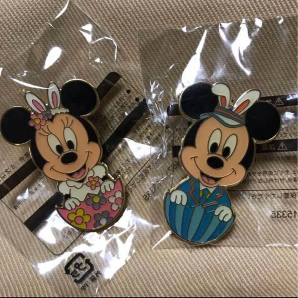 ディズニー ゲーム ピンバッジ イースター ミッキーピンバッジ ミニーピンバッジ
