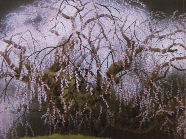 Yukihiko Kurihara, [Frühlingsabend, Wasserfall, Kirschblüten], Aus einer seltenen Sammlung von Rahmenkunst, Schönheitsprodukte, Neuer Rahmen inklusive, Innere, Frühling, Kirschblüten, Malerei, Ölgemälde, Natur, Landschaftsmalerei