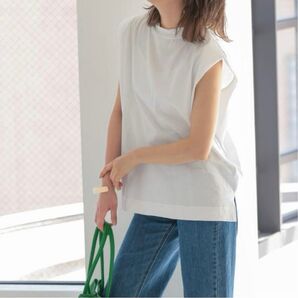 袖パッド入り モックネック プルオーバー 白 新品 L