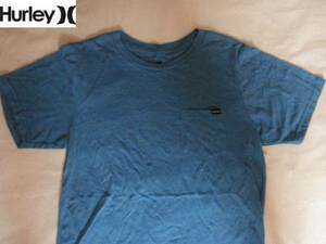 USA購入 人気サーフ系【Hurley】ハーレー シンプルなポケット付TシャツUS Sサイズ Blue系 新品未使用