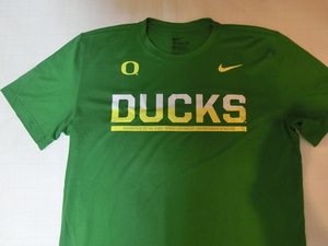 ★USA購入 激レア 【Nike】機能素材【DRI FIT】USカレッジ 【OREGON DUCKS】オレゴン大学ダックス【DUCKS】ロゴプリント Tシャツ US L 緑