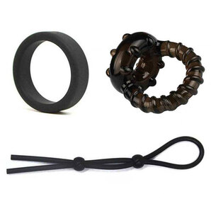 コックリング 仮性包茎矯正 勃起不全 早漏改善 防止 ペニス 亀頭露出 増大 シリコン製 二連 黒 シングル+二点式+可変式 匿名取引OK送料込