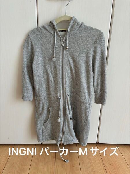 INGNI パーカー 半袖 フルジップ グレー Mサイズ