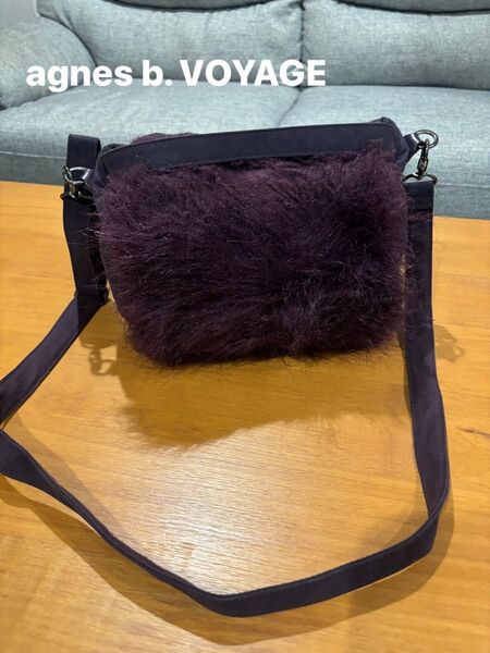 agnes b. VOYAGE パープル2Wayファーバッグ