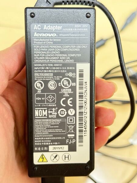 中古 lenovo ACアダプター 45N0121/20V