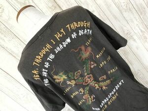 お勧め・【ドラゴンプリント】AVIREX アヴィレックス A-75 ARMY ミリタリー Tシャツ XL　ヴィンテージ