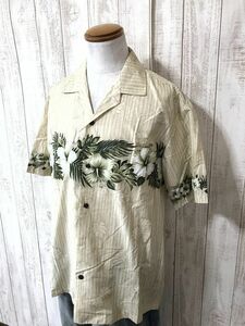 お勧め・【ボタニカル&ハイビスカス】Blue Hawaii HAWAIIAN ISLANDS ハワイ製 アロハシャツ L　ヴィンテージ