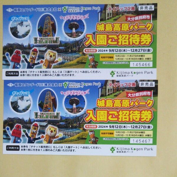 城島高原パーク 入園ご招待券