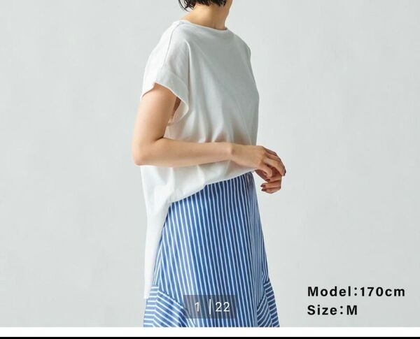 PLST ボートネックラウンドヘムTシャツ ホワイト M
