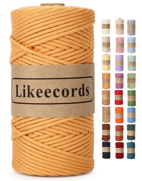 Likeecords マクラメロープ 紐 ナチュラルコットン3mm x100m