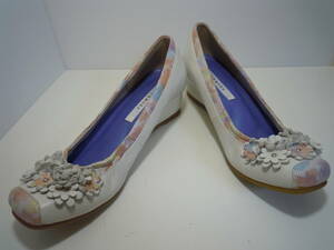 HERMOSAeremo-sa flower motif Wedge pumps size 23.0cm3E made in Japan 