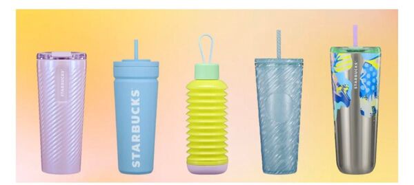 スターバックス タンブラー 2024 夏 海外 アメリカ限定 ライトブルー 渦巻き模様 コールドカップ