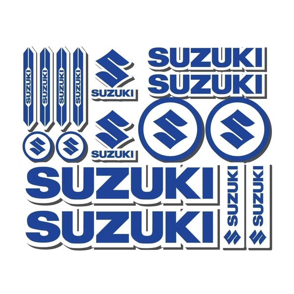 【ゆうパケット送料込】SUZUKI(スズキ) 大判ステッカー ブルー/ホワイト 横31.5cm×縦26cm ⑥