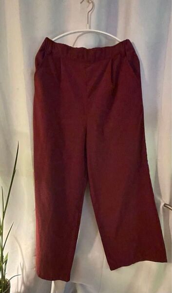 ワイドパンツ ストーレートパンツ エンジ M ストレッチ