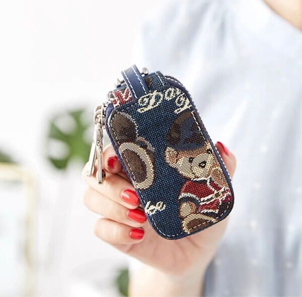 キーケース カードキーバッグ 大容量2層 かわいい