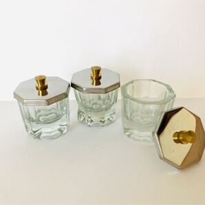 フタ付き・ダッペンディッシュ・グラスディッシュ・八角形・筆洗い・ガラス容器・ジェルネイル用筆洗浄・3個セット