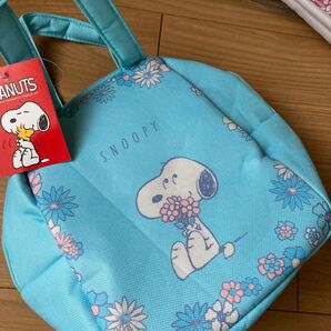 PEANUTS ピーナッツ SNOOPY ボックスバッグ ミント 保冷バッグ マチ付き