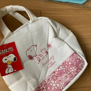 PEANUTS ピーナッツ SNOOPY ボックスバッグ オフホワイト 保冷バッグ マチ付き