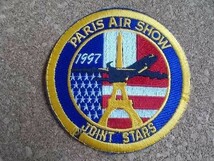 90s パリ航空ショーE-8ジョイントスターズPARIS AIR SHOW 1997 JOINT STARS 刺繍ワッペン/航空ショー飛行機アクロバット アメリカUSA_画像1