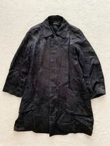 tricot COMME des GARCONS ステンカラーコート ショートコート ブラックサテン トリコ コムデギャルソン 柄入り_画像1