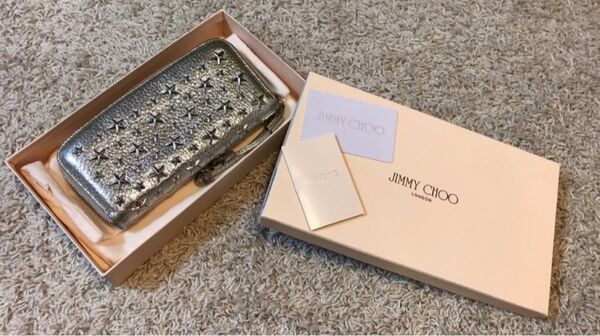 JIMMY CHOO ジミーチュウ スタッズ長財布 定番 シルバー