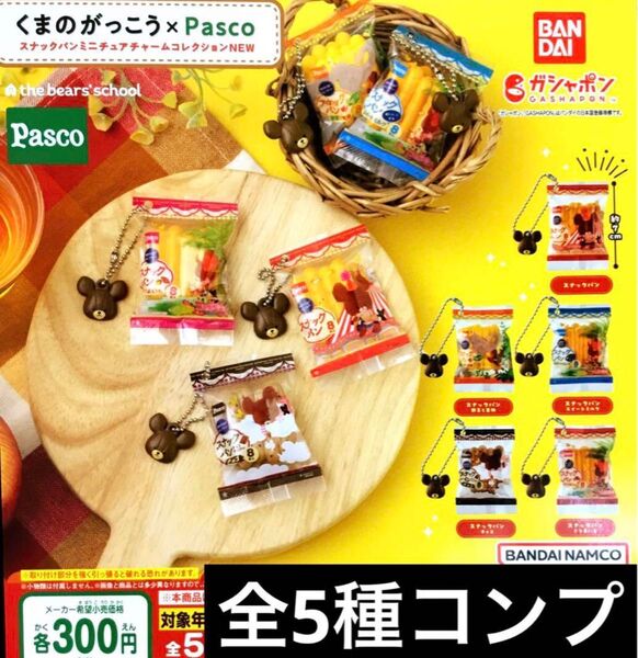 くまのがっこう×Pasco スナックパンミニチュアチャームコレクションNEW★全5種コンプリート