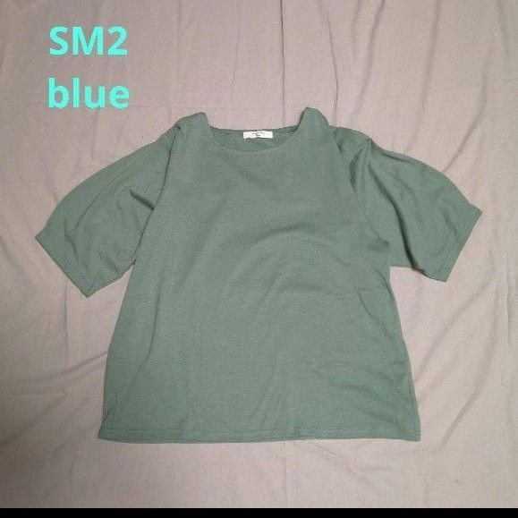 Used サマンサモスモス ブルー アソートラウンドスリーブ Tシャツ グリーン フリーサイズ 半袖 レディース