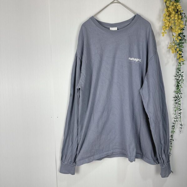 mahagrid。 マハグリッド長袖 長袖Tシャツ クルーネック トップスMサイズ Tシャツ カットソーくすみブルー