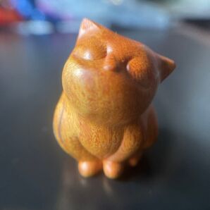 天然木 太行山崖柏 精工雕刻可愛い猫ちゃん 置物 縁起物